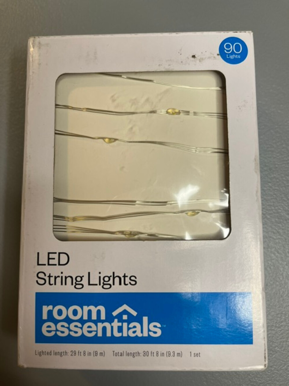 Room Essentials LED String Lights Warm White 90 Lights Silver Wire 30 Ft